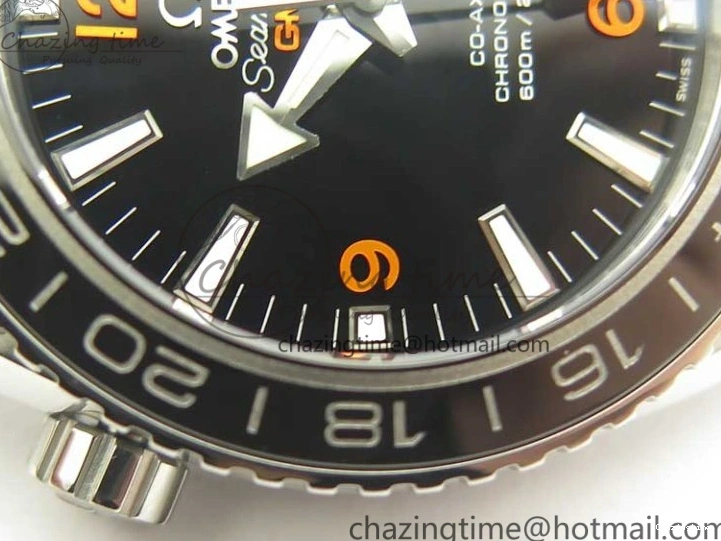 0304 Planet Ocean 600M Co-Axial GMT 43.5mm VSF 1:1 Best Edition Black Dial Orange Markers on SS Bracelet A8605 Super Clone Elegant 8024